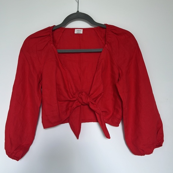 NEW Aritzia Wilfred Tenley Linen Tie-front Top - Picture 5 of 6